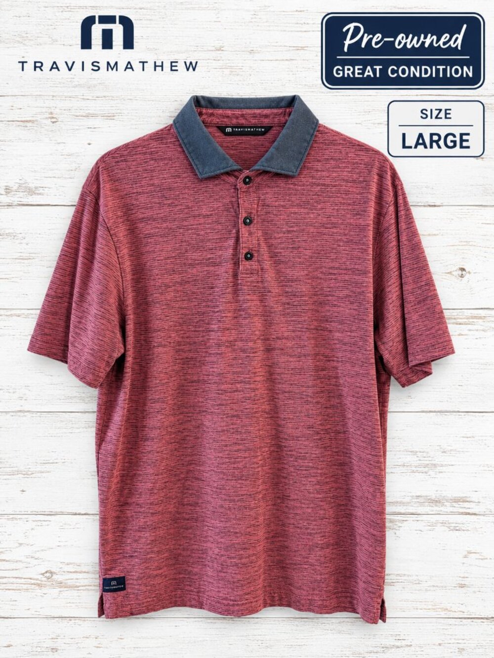 TravisMathew Pink Heather Polo Shirt Large Style A40114